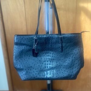 Dasien Women's Ostrich Large Handbag/Tote Black